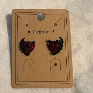 Skeleton Hands With Red Hearts Earrings